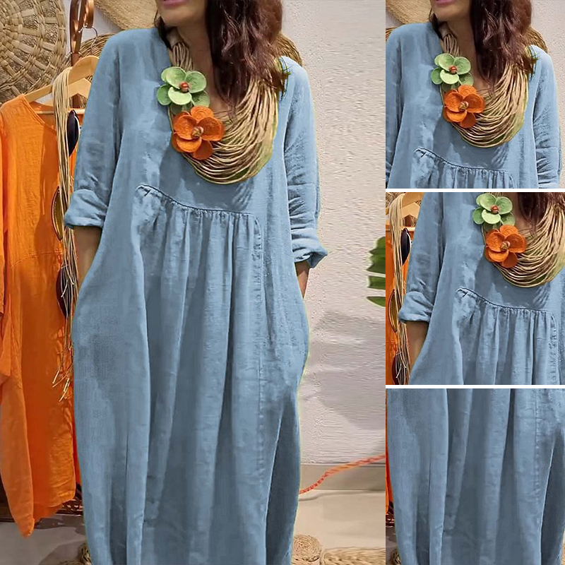 Maxi Vestido Flow Cotton-Linen™ - Equilibrio perfecto entre diseño y practicidad.