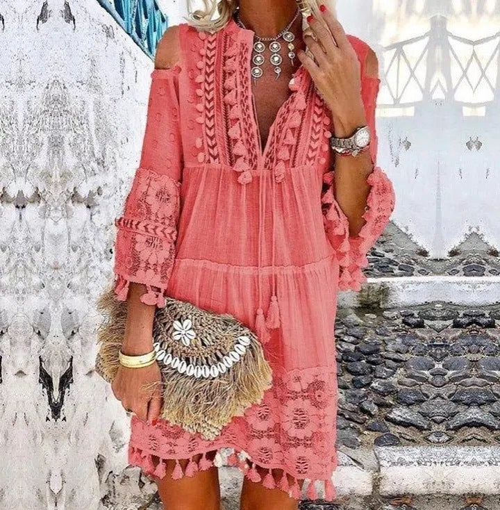 Vestido Bordado de Lino & Algodón™ – Frescura Natural con Elegancia Atemporal