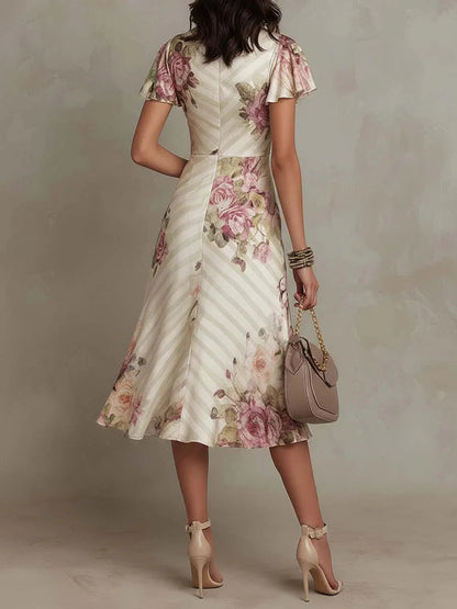 Alba™ | Vestido Midi Floral Cruzado — Elegancia femenina en cada detalle