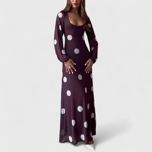 Vestido Maxi de Lunares — Elegancia retro con un toque moderno