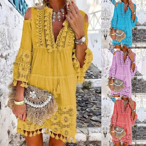 Vestido Bordado de Lino & Algodón™ – Frescura Natural con Elegancia Atemporal