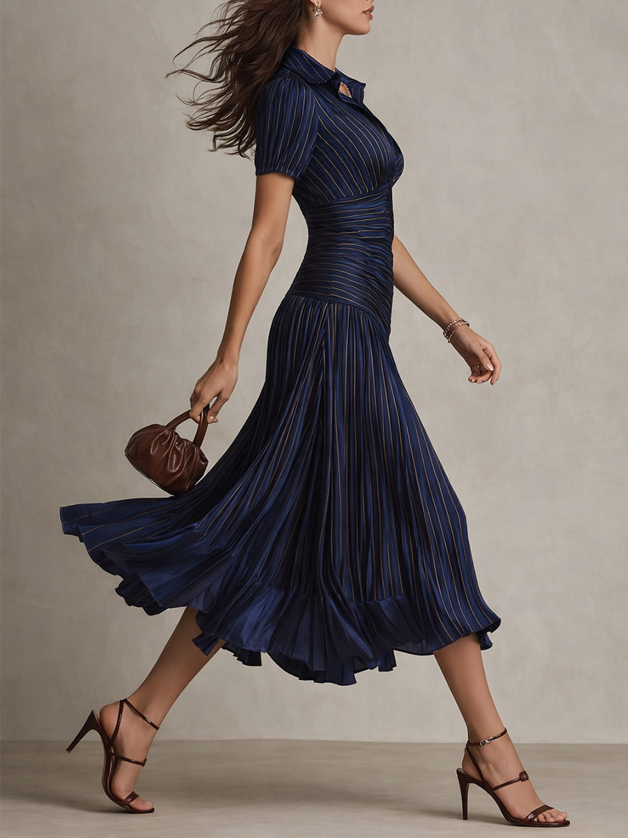 Adriana™ | Vestido Midi Satinado Retro — Elegancia vintage con brillo moderno