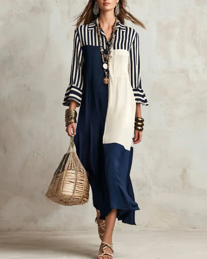 Vestido Boho Contrast™ – Elegancia Artística con Espíritu Libre