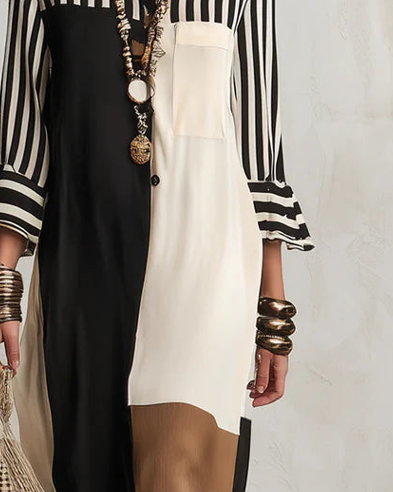 Vestido Boho Contrast™ – Elegancia Artística con Espíritu Libre