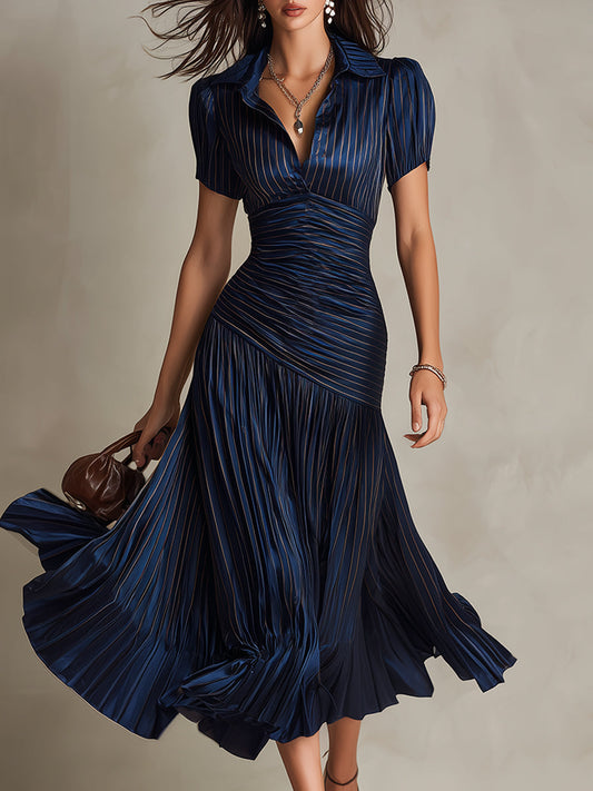 Adriana™ | Vestido Midi Satinado Retro — Elegancia vintage con brillo moderno