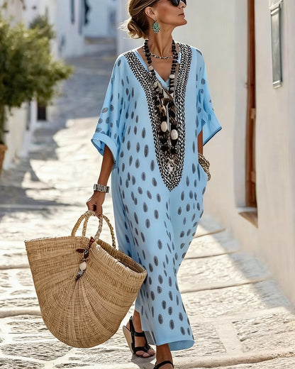 Vestido de Lunares con Escote en V -  Tu Esencial para el Verano