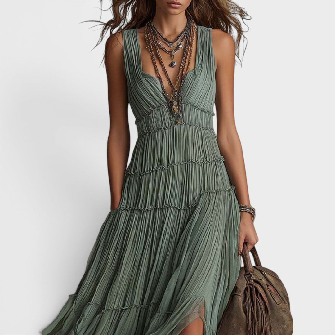 Vestido Regina - Diseño maxi que estiliza visualmente la figura