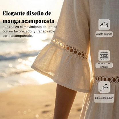 Vestido Romántico de Lino™ - Ofrece una sensación ligera y aireada
