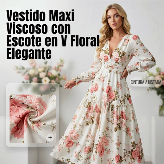Vestido Rose Élégance™ – Sofisticación Floral Atemporal