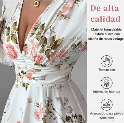 Vestido Rose Élégance™ – Sofisticación Floral Atemporal
