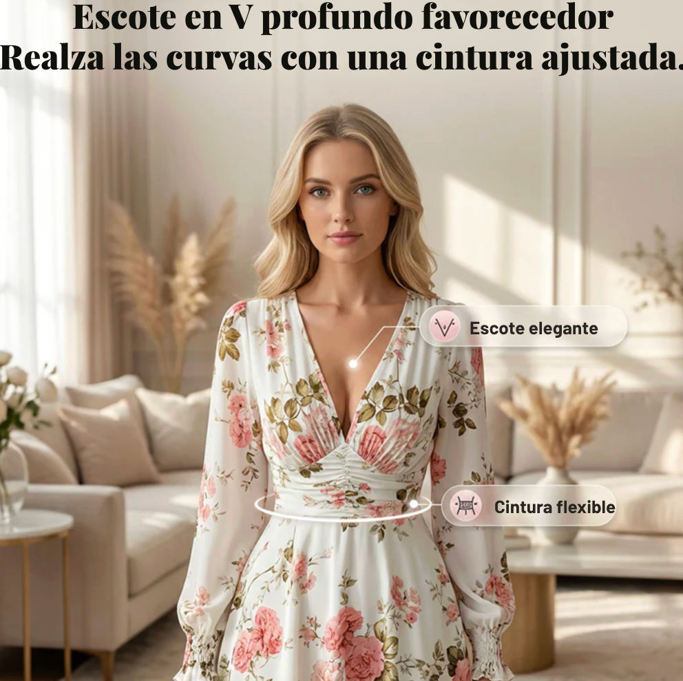 Vestido Rose Élégance™ – Sofisticación Floral Atemporal