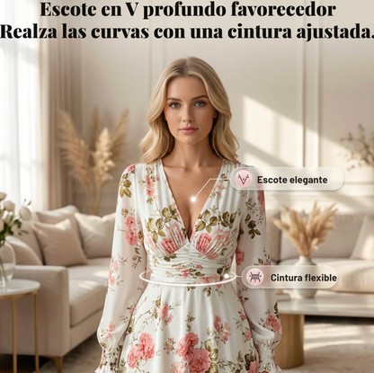 Vestido Rose Élégance™ – Sofisticación Floral Atemporal