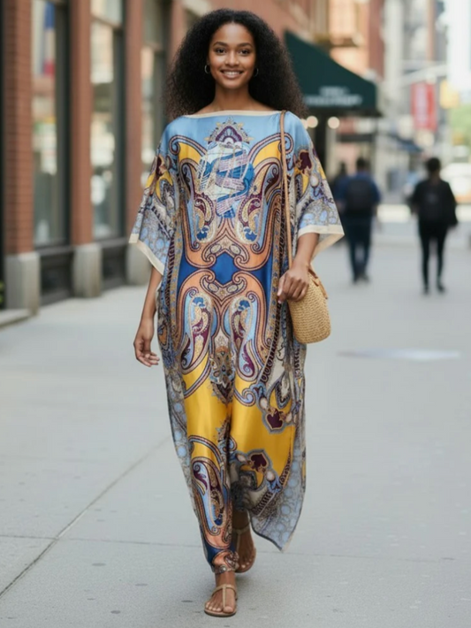 Vestido Kaftán Brisa Exótica™ – Elegancia Relajada para Destacar con Naturalidad