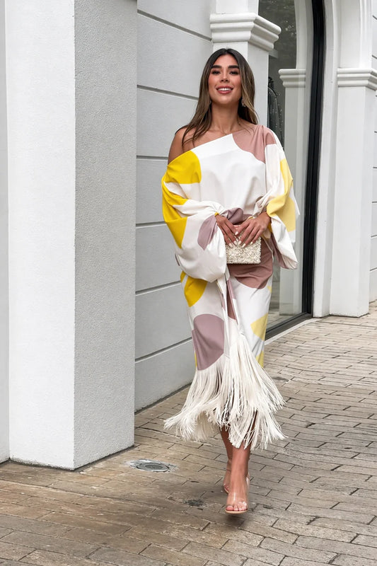 Vestido Sunset Fringe™ - Glamour y sofisticación con un estilo que roba miradas.