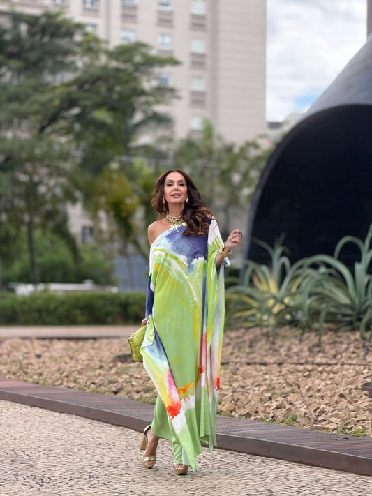 Vestido Kaftan Aquarela™ - Tejido suave, fresco y transpirable
