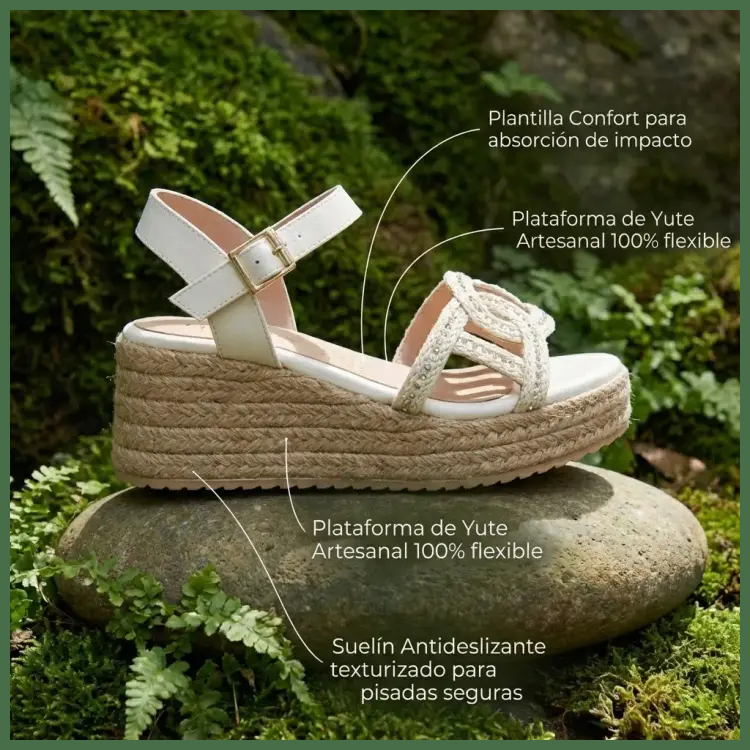 Sandalias Con Plataforma Confort Yute Mora™ -  Estiliza Tu Silueta