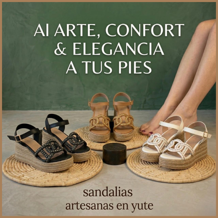 Sandalias Con Plataforma Confort Yute Mora™ -  Estiliza Tu Silueta