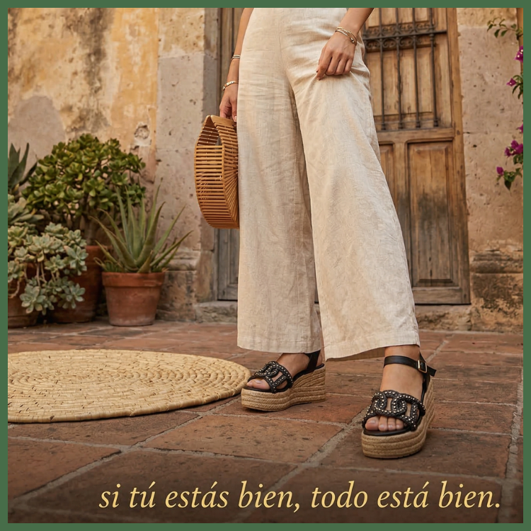 Sandalias Con Plataforma Confort Yute Mora™ -  Estiliza Tu Silueta