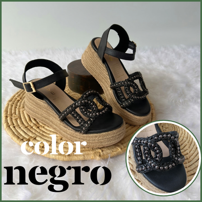 Sandalias Con Plataforma Confort Yute Mora™ -  Estiliza Tu Silueta