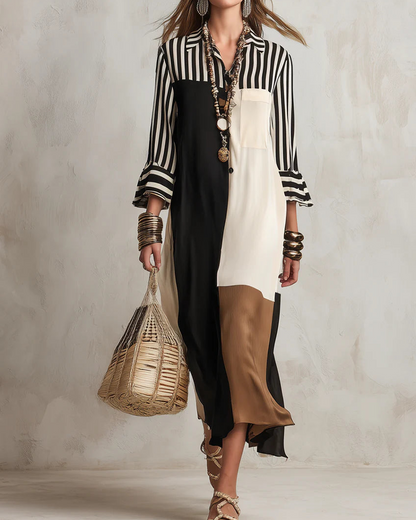Vestido Boho Contrast™ – Elegancia Artística con Espíritu Libre