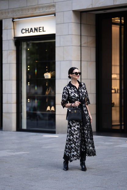 Vestido Noir Lace Élégance™ - Silueta larga y femenina