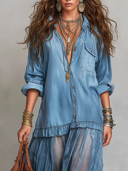 Vestido Boho Denim Dream™ – Espíritu libre con elegancia sofisticada