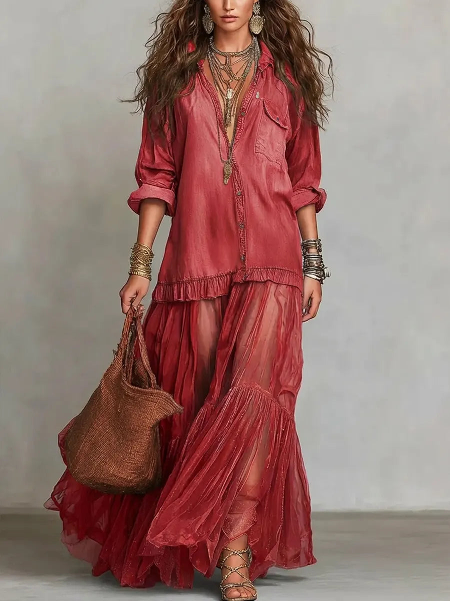 Vestido Boho Denim Dream™ – Espíritu libre con elegancia sofisticada