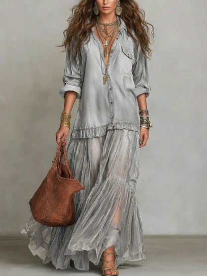 Vestido Boho Denim Dream™ – Espíritu libre con elegancia sofisticada