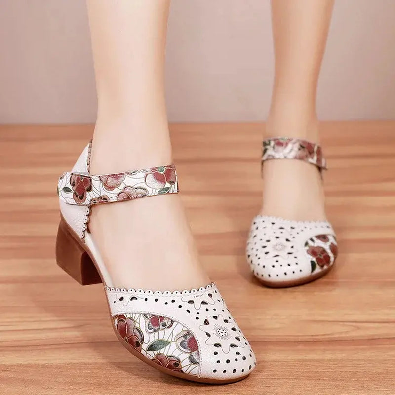 Zapatos Vintage Blanco & Marrón — Comodidad artesanal con encanto femenino