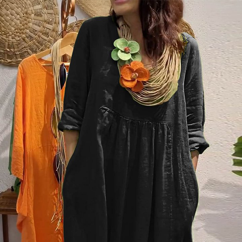 Maxi Vestido Flow Cotton-Linen™ - Equilibrio perfecto entre diseño y practicidad.