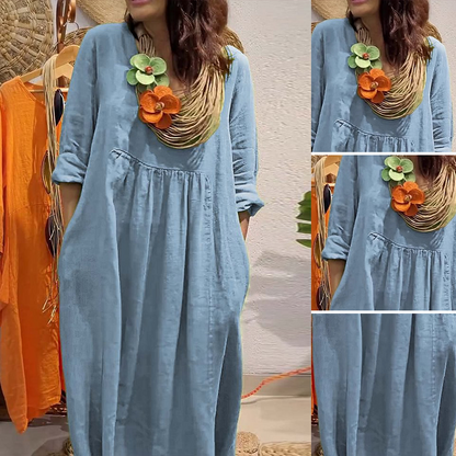 Maxi Vestido Flow Cotton-Linen™ - Equilibrio perfecto entre diseño y practicidad.