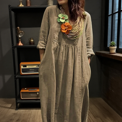 Maxi Vestido Flow Cotton-Linen™ - Equilibrio perfecto entre diseño y practicidad.