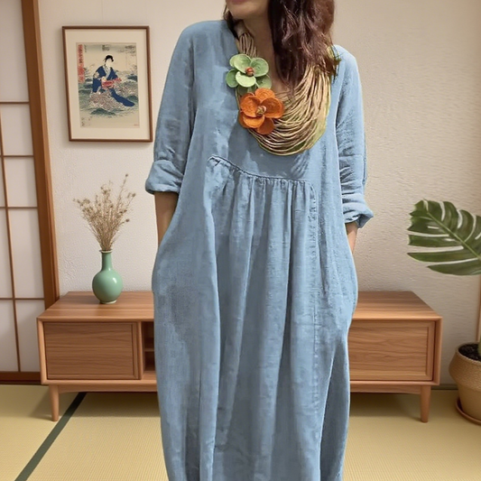 Maxi Vestido Flow Cotton-Linen™ - Equilibrio perfecto entre diseño y practicidad.