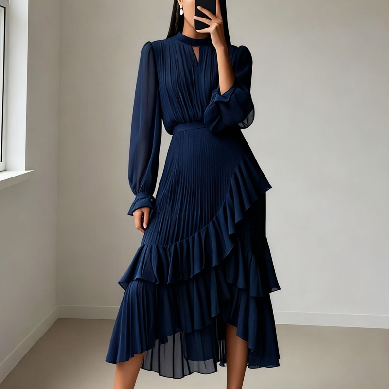 Vestido Celeste Étoile™ – Elegancia Atemporal con Movimiento y Sofisticación
