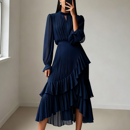 Vestido Celeste Étoile™ – Elegancia Atemporal con Movimiento y Sofisticación