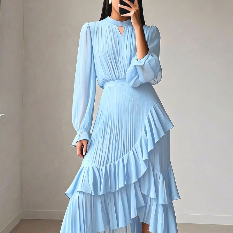 Vestido Celeste Étoile™ – Elegancia Atemporal con Movimiento y Sofisticación