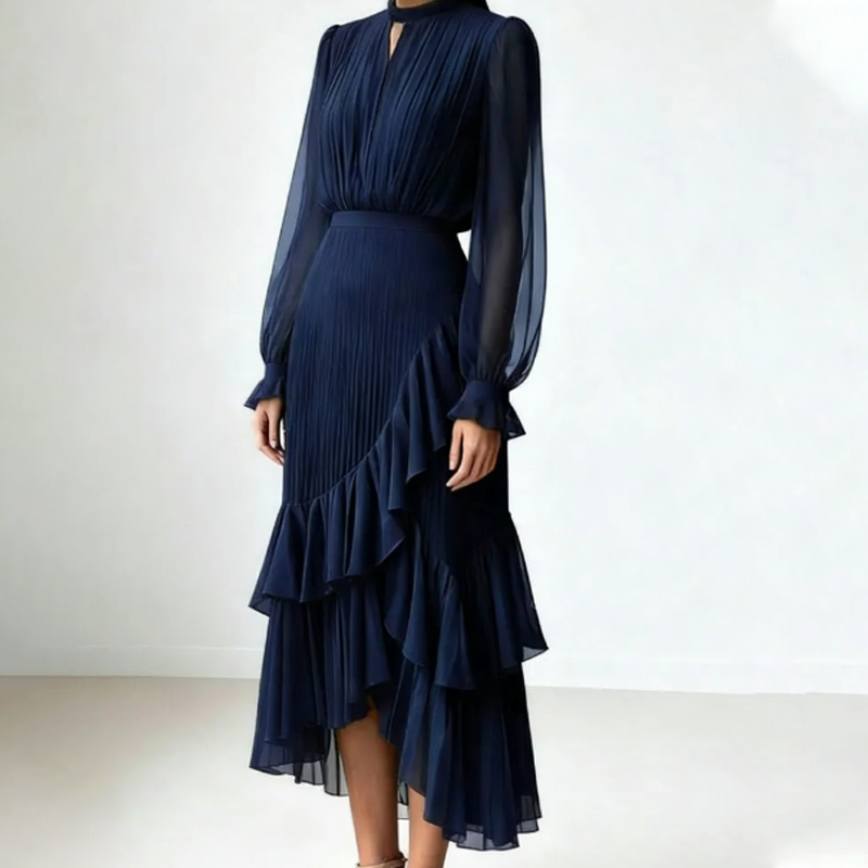 Vestido Celeste Étoile™ – Elegancia Atemporal con Movimiento y Sofisticación