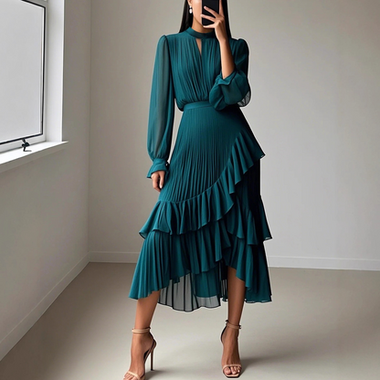 Vestido Celeste Étoile™ – Elegancia Atemporal con Movimiento y Sofisticación