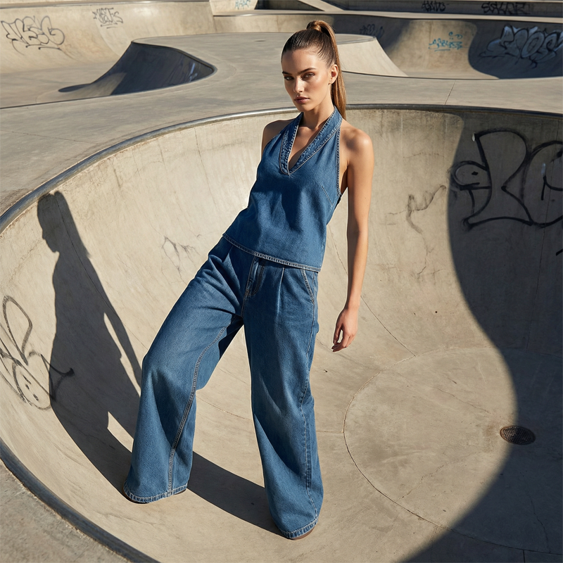 Conjunto Denim Esencial - Elegancia Retro, Confort Moderno