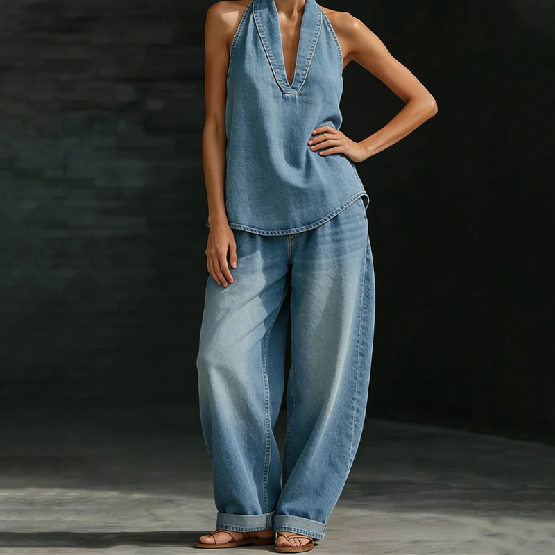 Conjunto Denim Esencial - Elegancia Retro, Confort Moderno