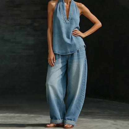 Conjunto Denim Esencial - Elegancia Retro, Confort Moderno