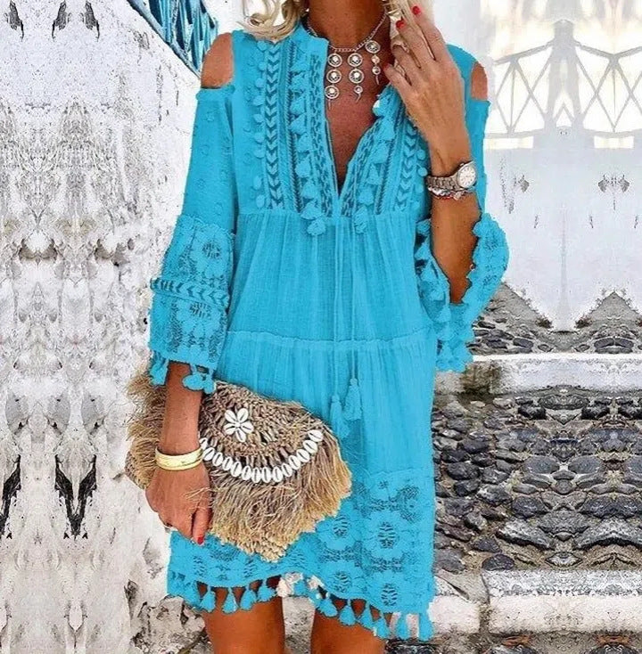 Vestido Bordado de Lino & Algodón™ – Frescura Natural con Elegancia Atemporal