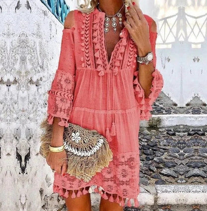 Vestido Bordado de Lino & Algodón™ – Frescura Natural con Elegancia Atemporal